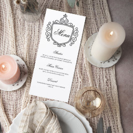 Elegant Monogram Wedding Menu Card Meny