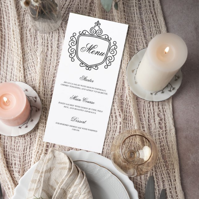 Elegant Monogram Wedding Menu Card Meny (Skapare uppladdad)