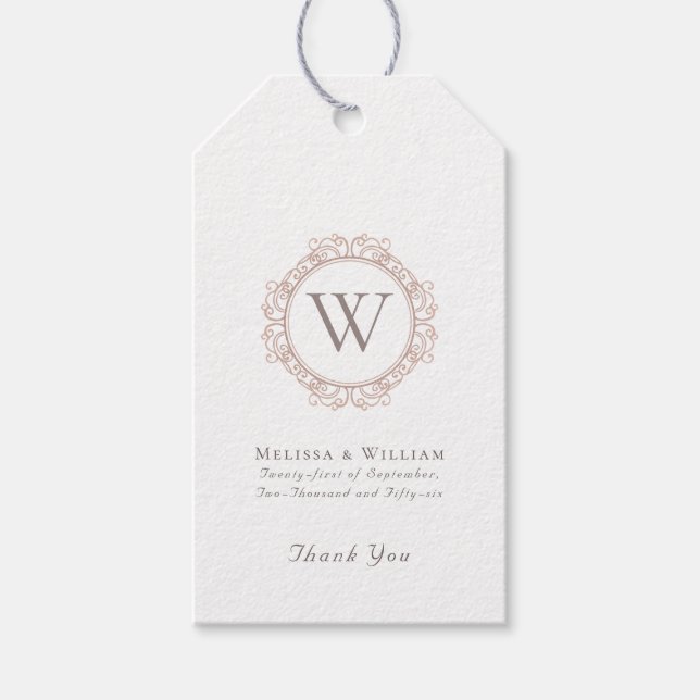 Elegant Monogram Wedding Modern Favor Classic Presentetikett (Framsidan)
