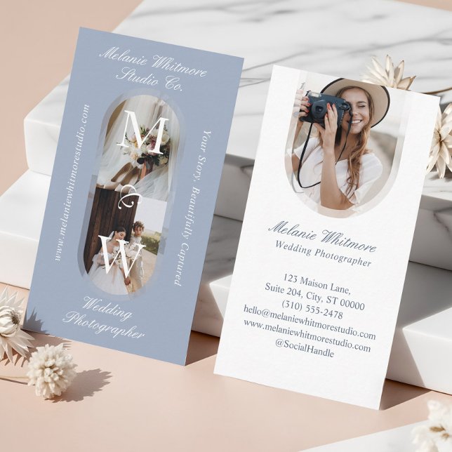 Elegant Monogram Wedding Photographer Arch Photos Visitkort (Elegant Monogram Wedding Photographer Arch Photos Business Card)