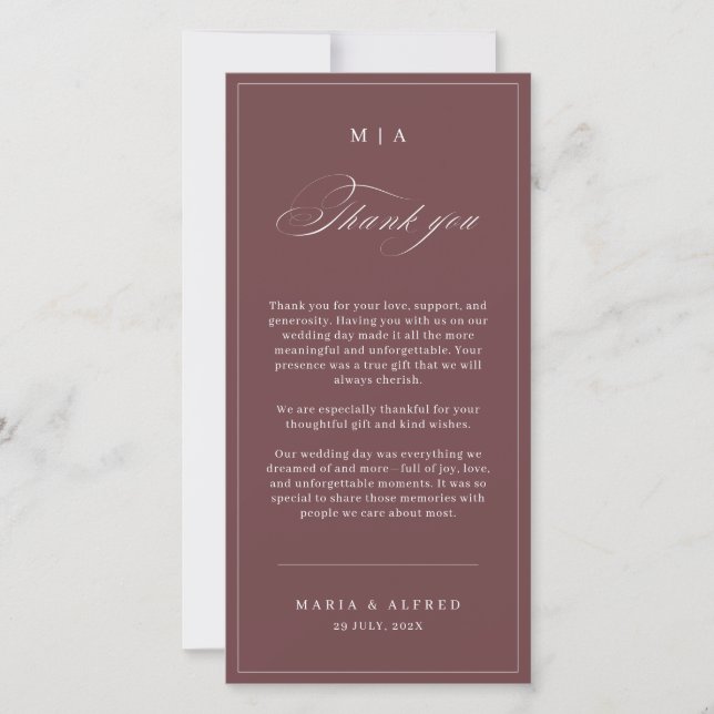 Elegant Monogram Wedding Thank You Card QR Code Tack Kort (Framsida)