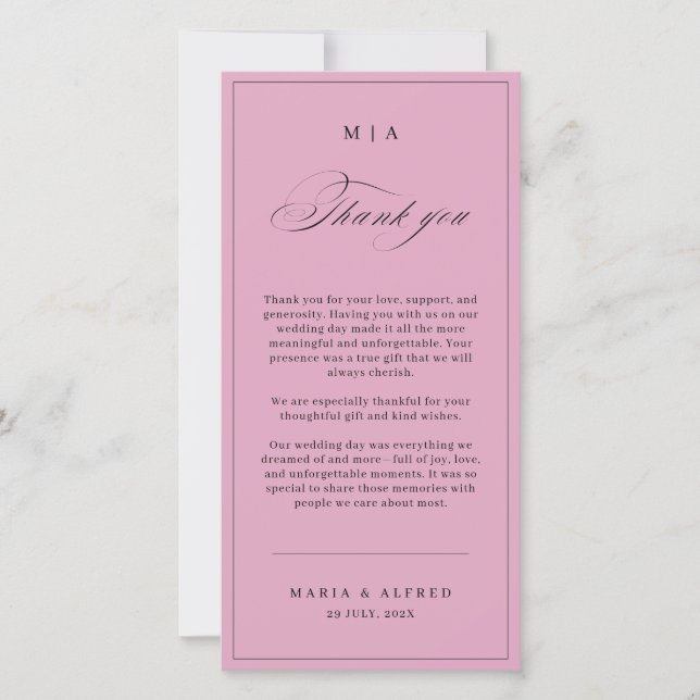 Elegant Monogram Wedding Thank You Card QR Code Tack Kort (Framsida)