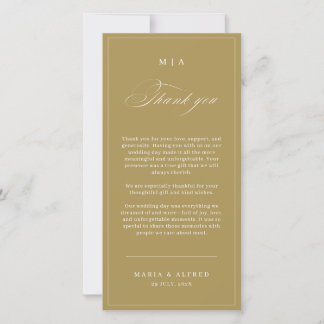 Elegant Monogram Wedding Thank You Card QR Code Tack Kort