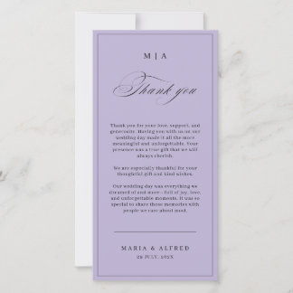 Elegant Monogram Wedding Thank You Card QR Code Tack Kort