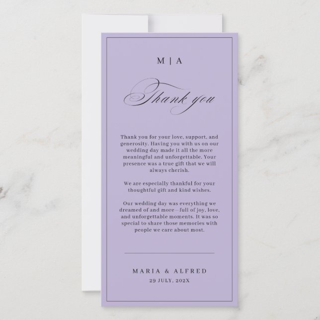 Elegant Monogram Wedding Thank You Card QR Code Tack Kort (Framsida)