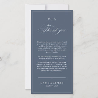 Elegant Monogram Wedding Thank You Card QR Code Tack Kort