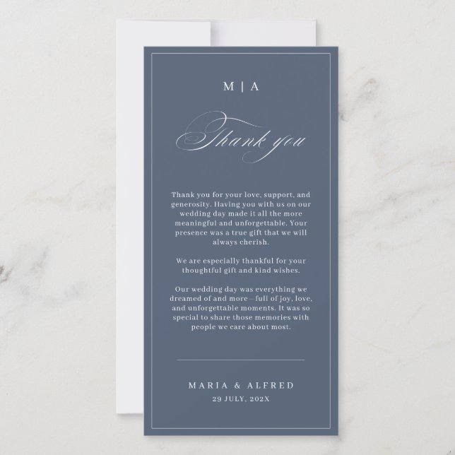 Elegant Monogram Wedding Thank You Card QR Code Tack Kort (Framsida)