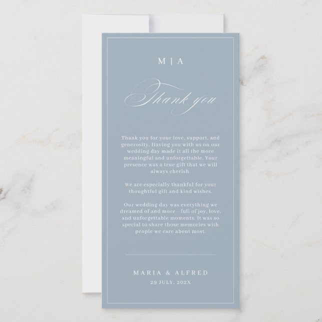 Elegant Monogram Wedding Thank You Card QR Code Tack Kort (Framsida)
