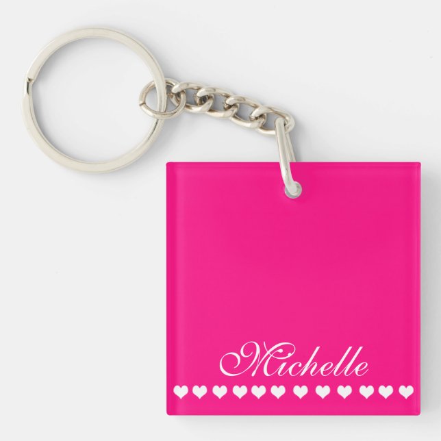 Elegant Monogram White Heards Bright Rosa (Framsidan)
