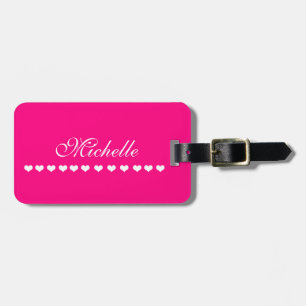 Elegant Monogram White Heards Bright Rosa Bagagebricka