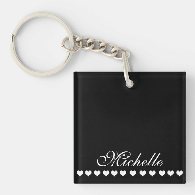 Elegant Monogram White Hearts Black (Framsidan)