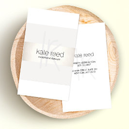 Elegant Monogram White Modern FAUX Silver Stripe Visitkort