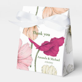 Elegant Monogram White Rosa Flowers Ribbon Bröllop Presentaskar