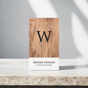 Elegant Monogram Wood Professionell Visitkort