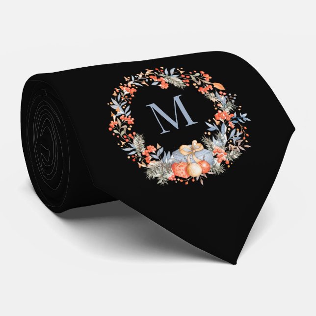 Elegant Monogram Wreath Dusty Blue Modern Slips (Rullad)