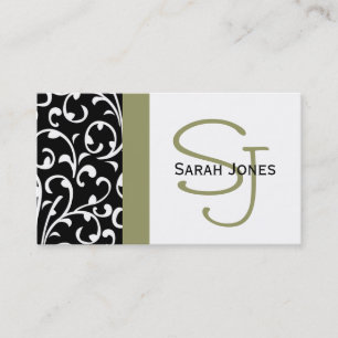 Elegant Monogramdamastvisitkort Visitkort