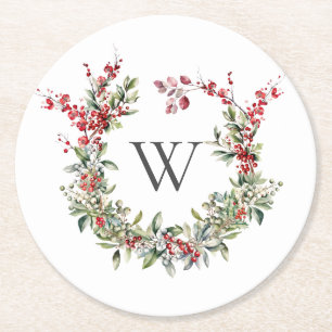 Elegant MonogramJulens Helgdag Utandning Underlägg Papper Rund