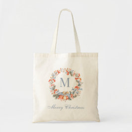 Elegant monogramkrans i dammig blå jul tygkasse
