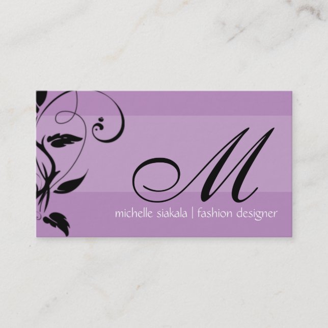 elegant; monogramkrusidull visitkort (Framsida)