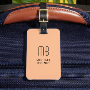 Elegant Monogramm persika Bagagebricka