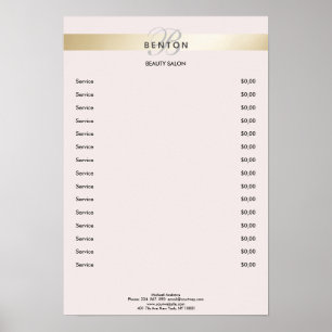 Elegant Monogramm Ro Guld Rand Pricelist Poster