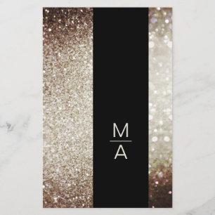 Elegant Monogramm Silber Guld Flygblad