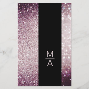 Elegant Monogramm Silber Lila Flygblad