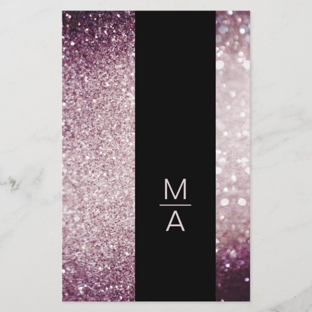 Elegant Monogramm Silber Lila Flygblad (Framsidan)