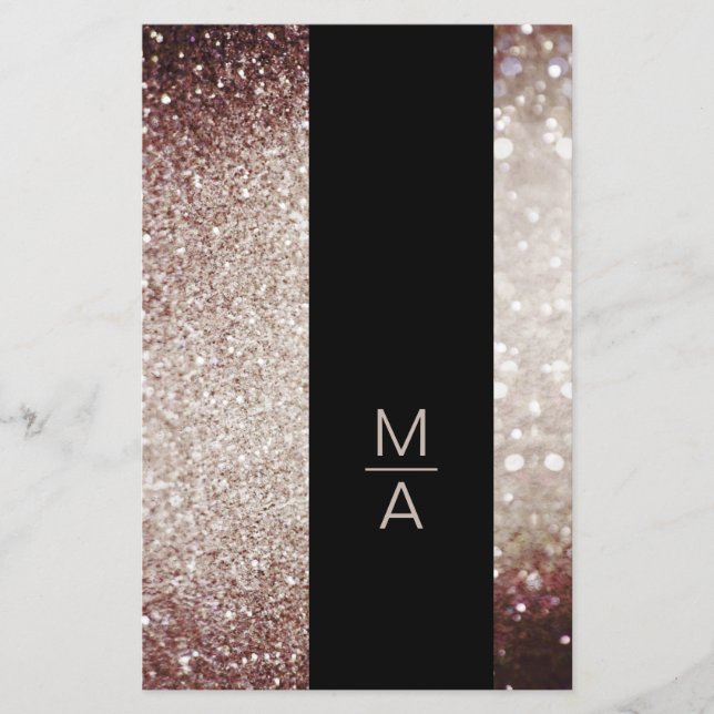 Elegant Monogramm Silber Rost Flygblad (Framsidan)