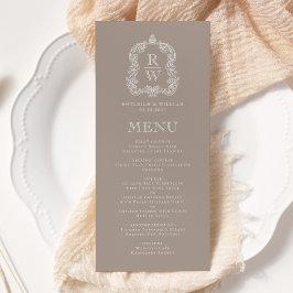 Elegant Monogramm stämpel Beige Bröllop Meny