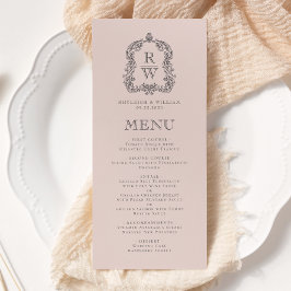 Elegant Monogramm stämpel rosabröllop Meny