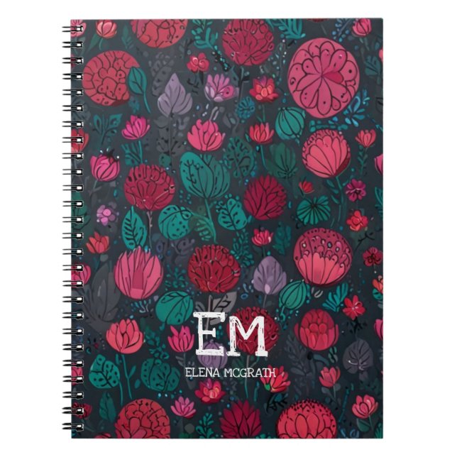 Elegant Monogrammad bärbar dator för henne Anteckningsbok (Framsidan)