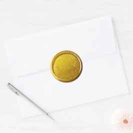 Elegant Monogrammad Bright Guld Vax Seal Bröllop Runt Klistermärke