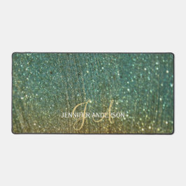 Elegant Monogrammad, första Guld-Glitter Desk Mat