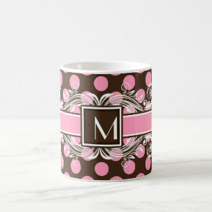 Elegant Monogrammad Geometric Dot Mönster Kaffemugg