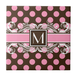Elegant Monogrammad Geometric Dot Mönster Kakelplatta
