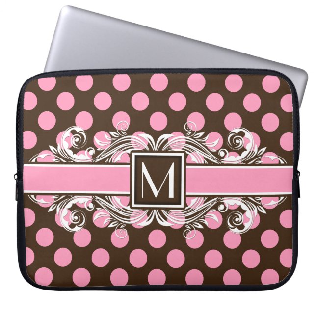 Elegant Monogrammad Geometric Dot Mönster Laptop Sleeve (Framsidan)