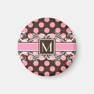 Elegant Monogrammad Geometric Dot Mönster Magnet