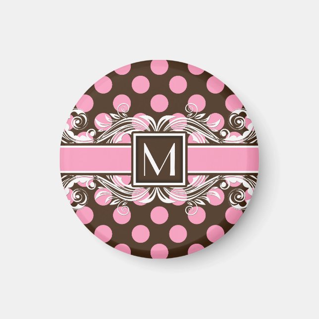 Elegant Monogrammad Geometric Dot Mönster Magnet (Framsidan)