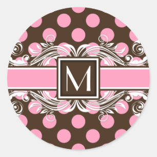 Elegant Monogrammad Geometric Dot Mönster Runt Klistermärke