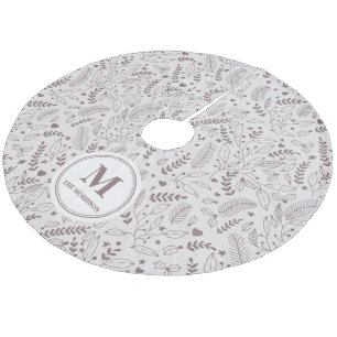 Elegant monogrammat mistletobrunt julgransmatta fleece