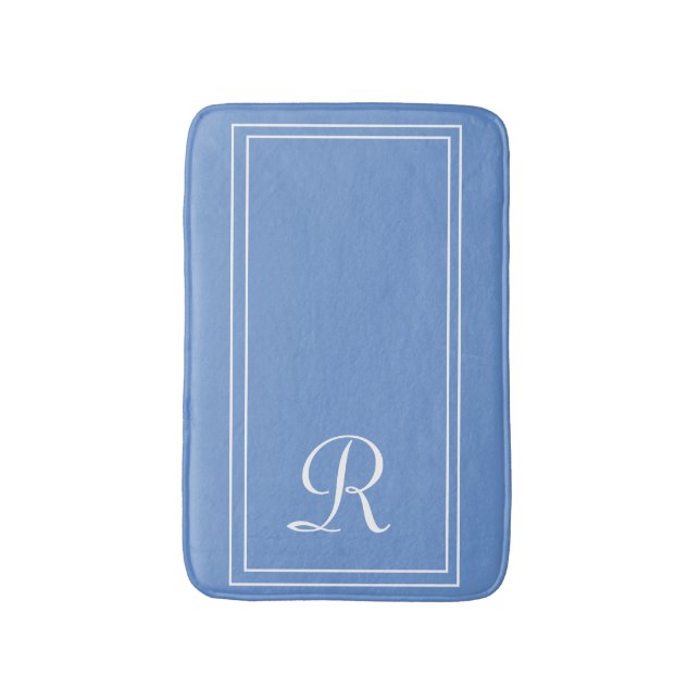 Elegant Monogrammed blå Personlig Badrumsmatta (Framsidan (Vertikal))