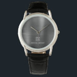 Elegant Monogrammed Black Brushed Metallic Armbandsur<br><div class="desc">Personlig Elegant Monogrammed Black Brushed Metallic Watch.</div>