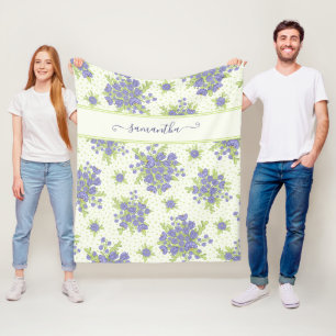 Elegant Monogrammed Blommönster Fleecefilt