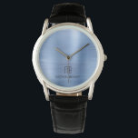 Elegant Monogrammed Blue Brushed Metall Armbandsur<br><div class="desc">Personlig Elegant Monogrammed Blue Brushed Metall Watch.</div>