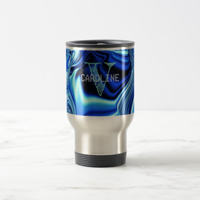 Elegant Monogrammed Blue Chrome Mönster Resemugg (Center)