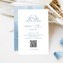 Elegant Monogrammed Blue OSA Online QR-kod Tilläggskort