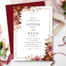 Elegant Monogrammed Burgundy and Blush Wedding
