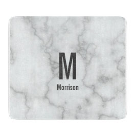 Elegant Monogrammed Faux White Marble