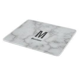 Elegant Monogrammed Faux White Marble